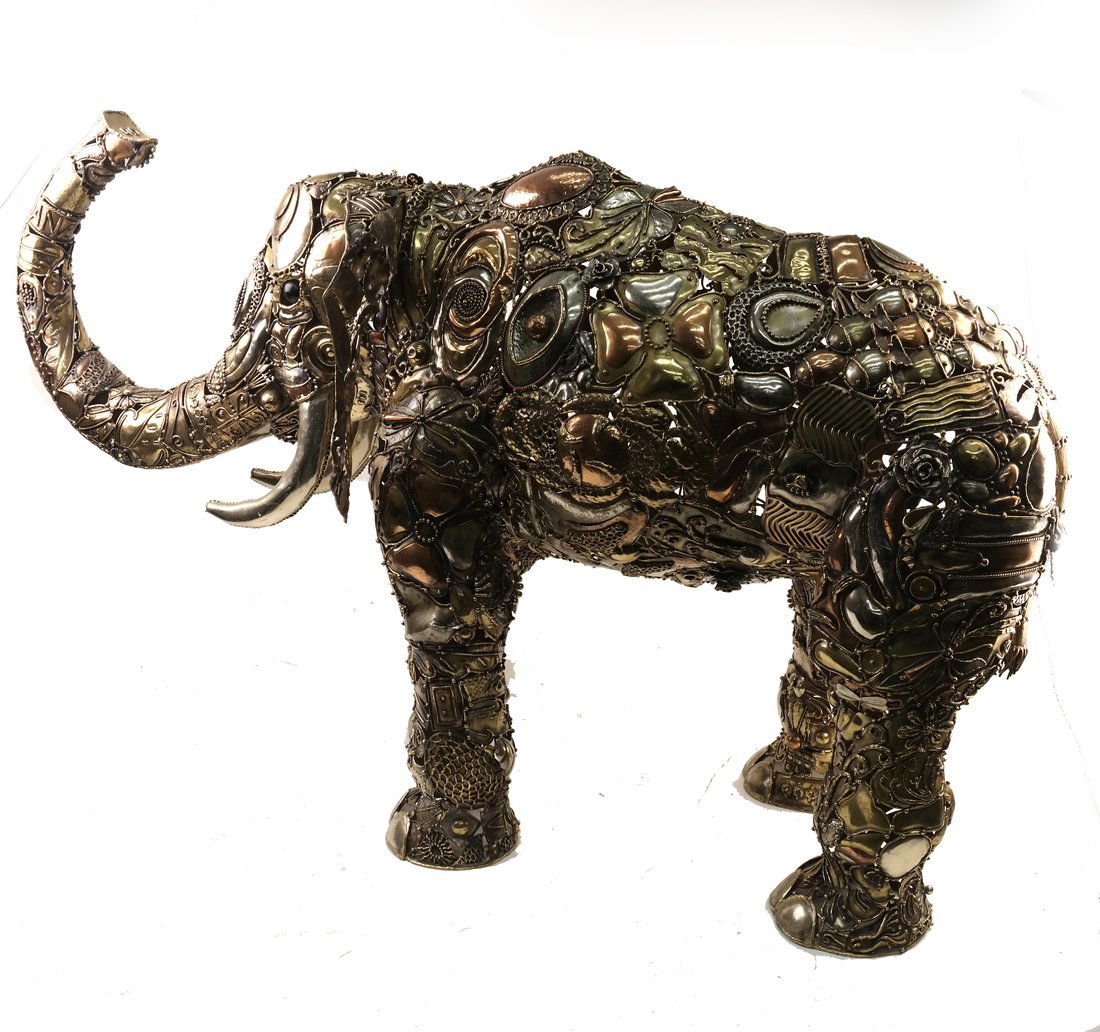 Mixed Metal Sculpture of an Elephant (1 of 6)