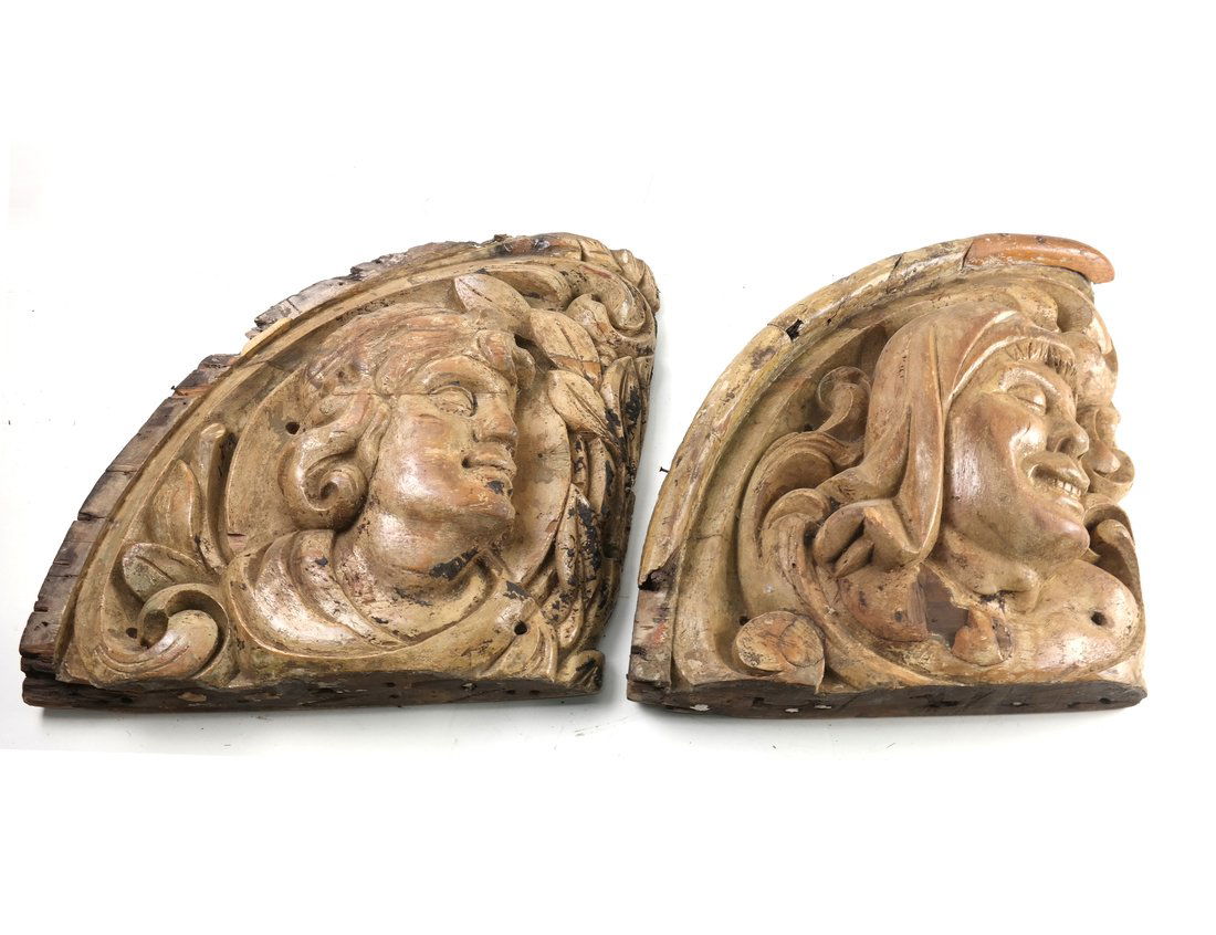 Two Carved Wood Wall Appliques (1 of 9)