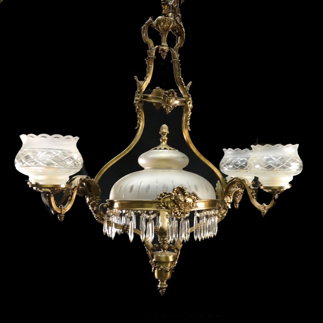 Gilt Metal Five-Light Chandelier (1 of 8)