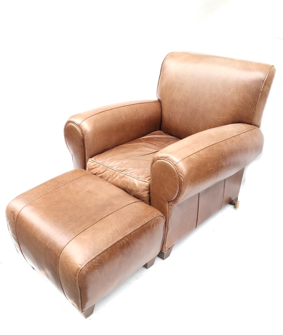 Leather Club chair and Ottoman (1 of 9)