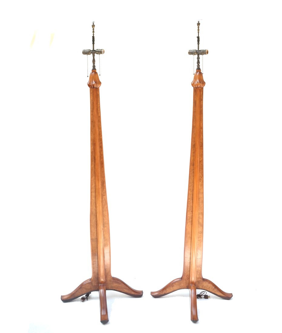 Pair of Walnut Standing Floor Lamps (1 of 6)