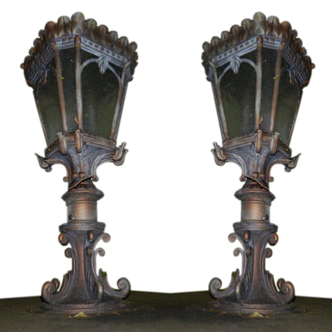 Pair of Cast Iron or Bronze Lanterns (1 of 4)