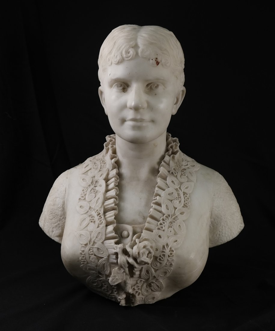 19th Century White Marble Bust (1 of 9)