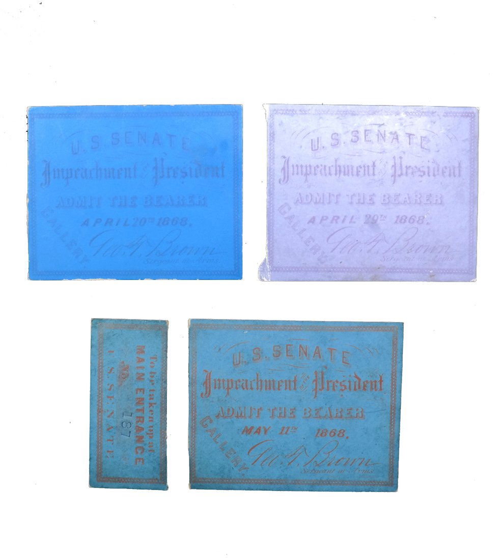 Andrew Johnson Three 1868 Impeachment Trial Tickets (1 of 10)