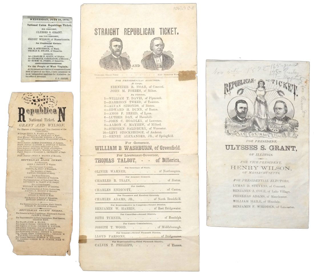 U.S. Grant 1872 Four Republican Ticket Ballots (1 of 10)
