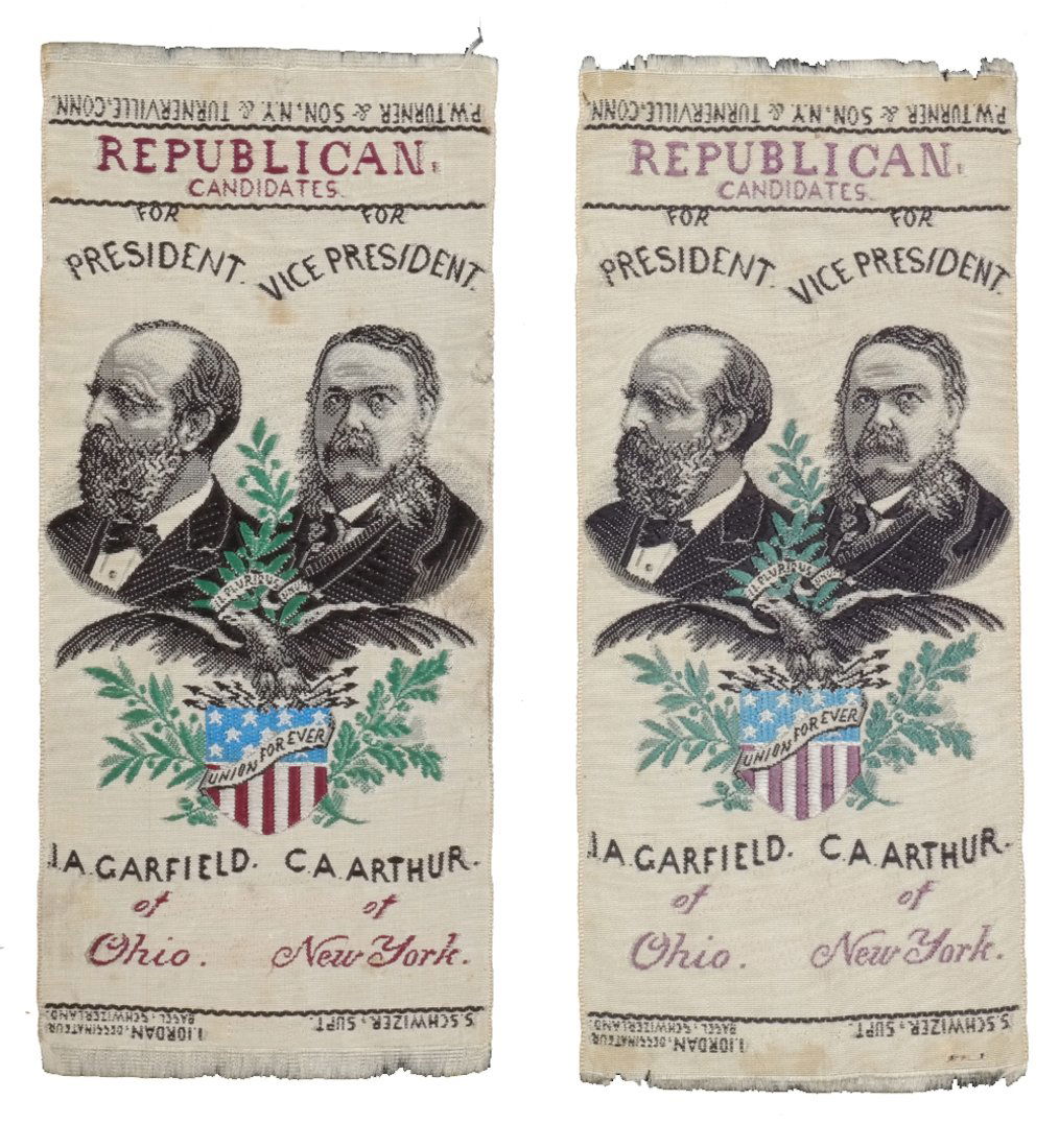 J.A. Garfield & C.A. Arthur Two 1880 Stevengraph Jugate (1 of 8)