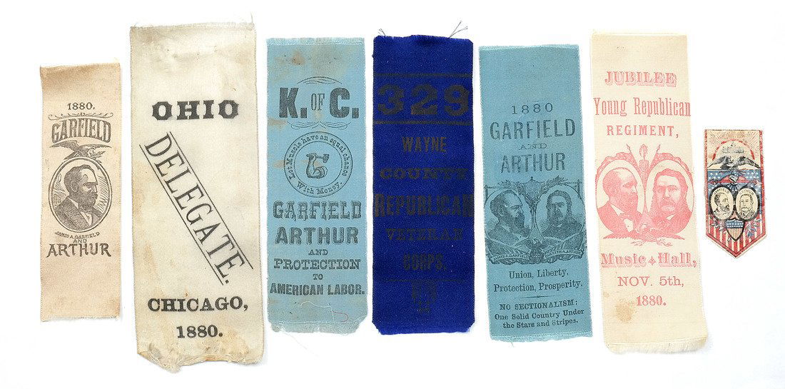 J.A. Garfield & C.A. Arthur 1880 Campaign Ribbon Group (1 of 9)
