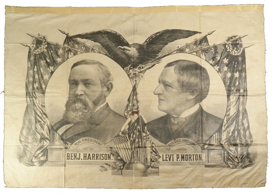 B. Harrison & L. P. Morton Large 1888 Jugate Textile (1 of 10)