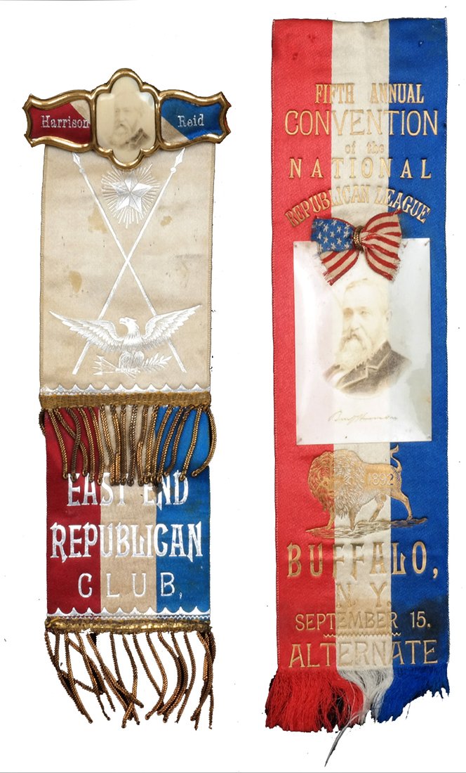 Benjamin Harrison Two 1892 Regional Convention Ribbons. (1 of 10)
