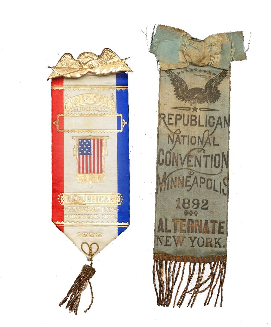 Two 1892 Republican National Convention Ribbons. (1 of 10)