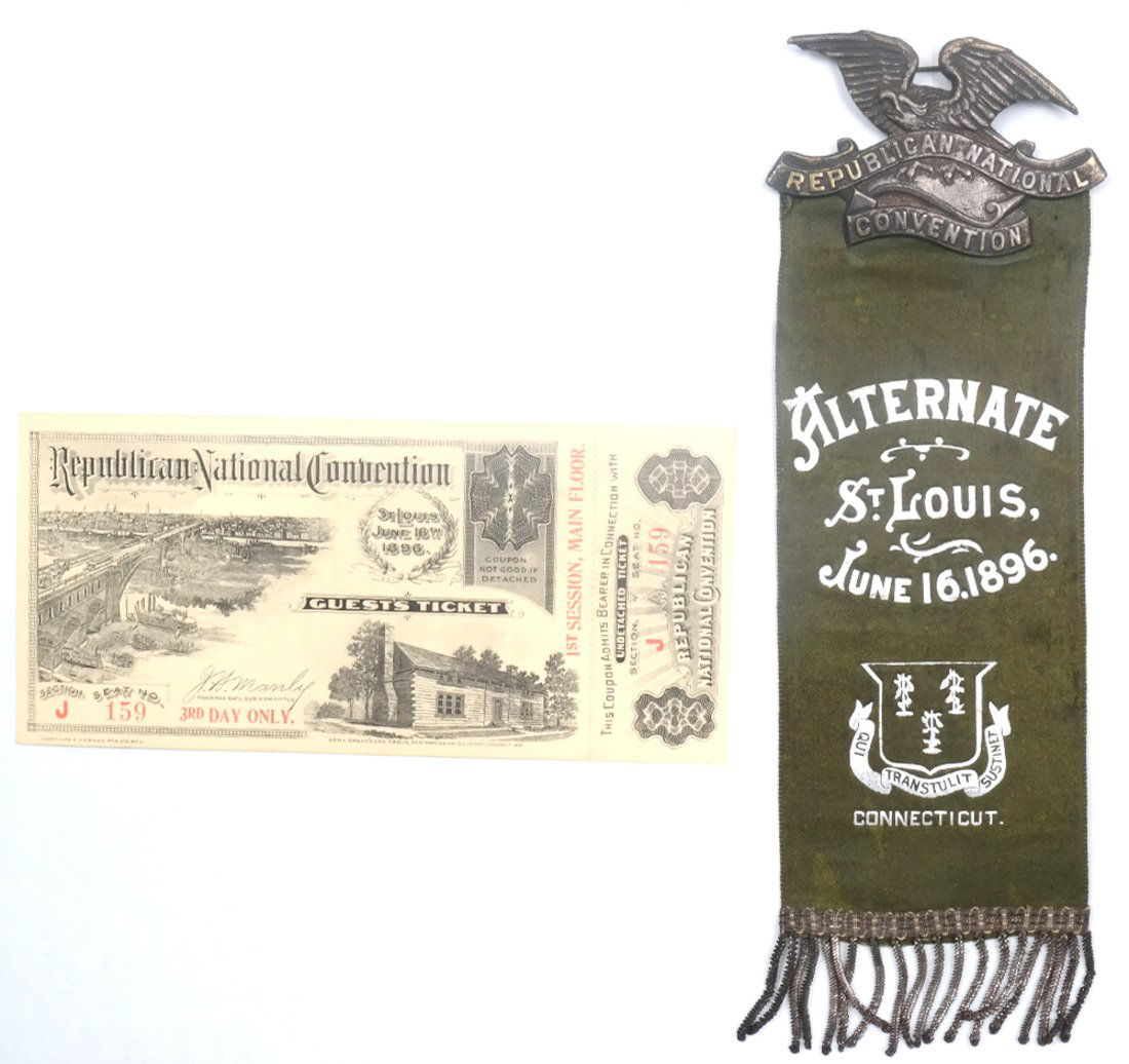 1896 Republican National Convention Badge Ribbon and (1 of 9)
