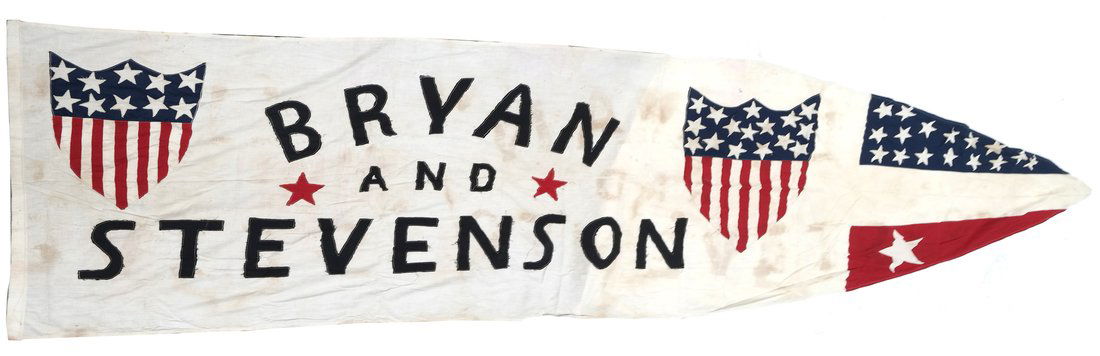 Wm. J Bryan & A. E. Stevenson Large 1900 Campaign Flag (1 of 9)