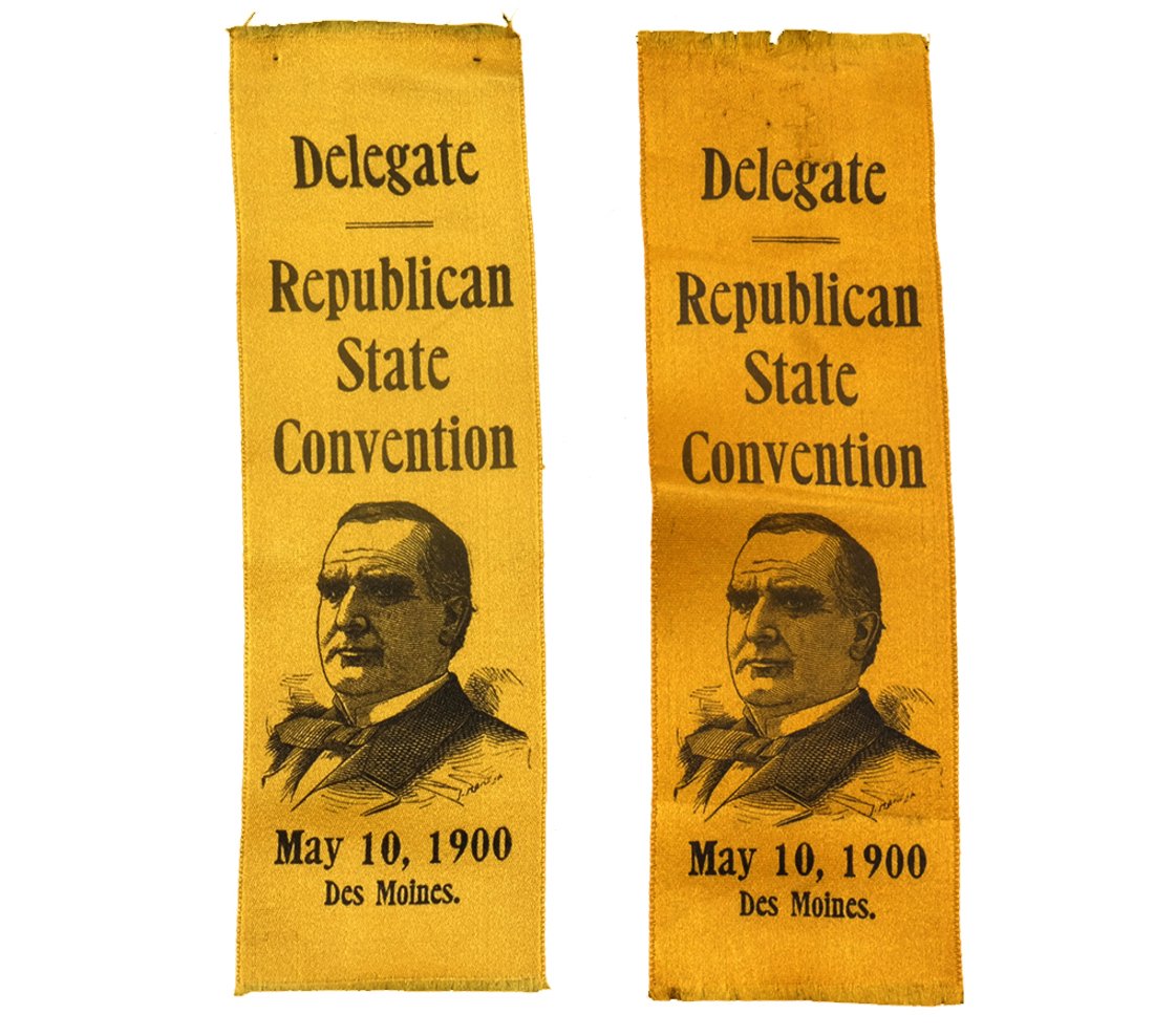 Wm. McKinley Two 1900 State Convention Ribbons (1 of 8)
