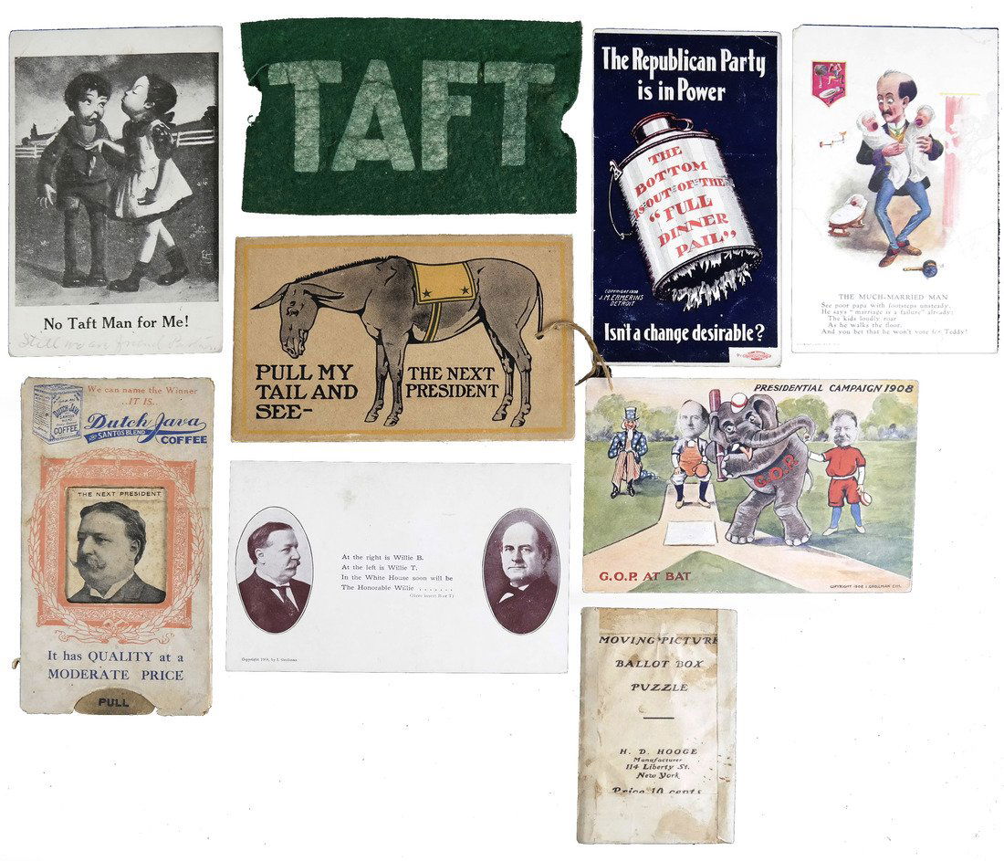 1908 Campaign Novelty, Mechanical, and Postcards. (1 of 9)