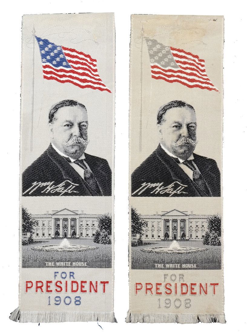 William H. Taft Two 1908 Silk Portrait Ribbons (1 of 8)