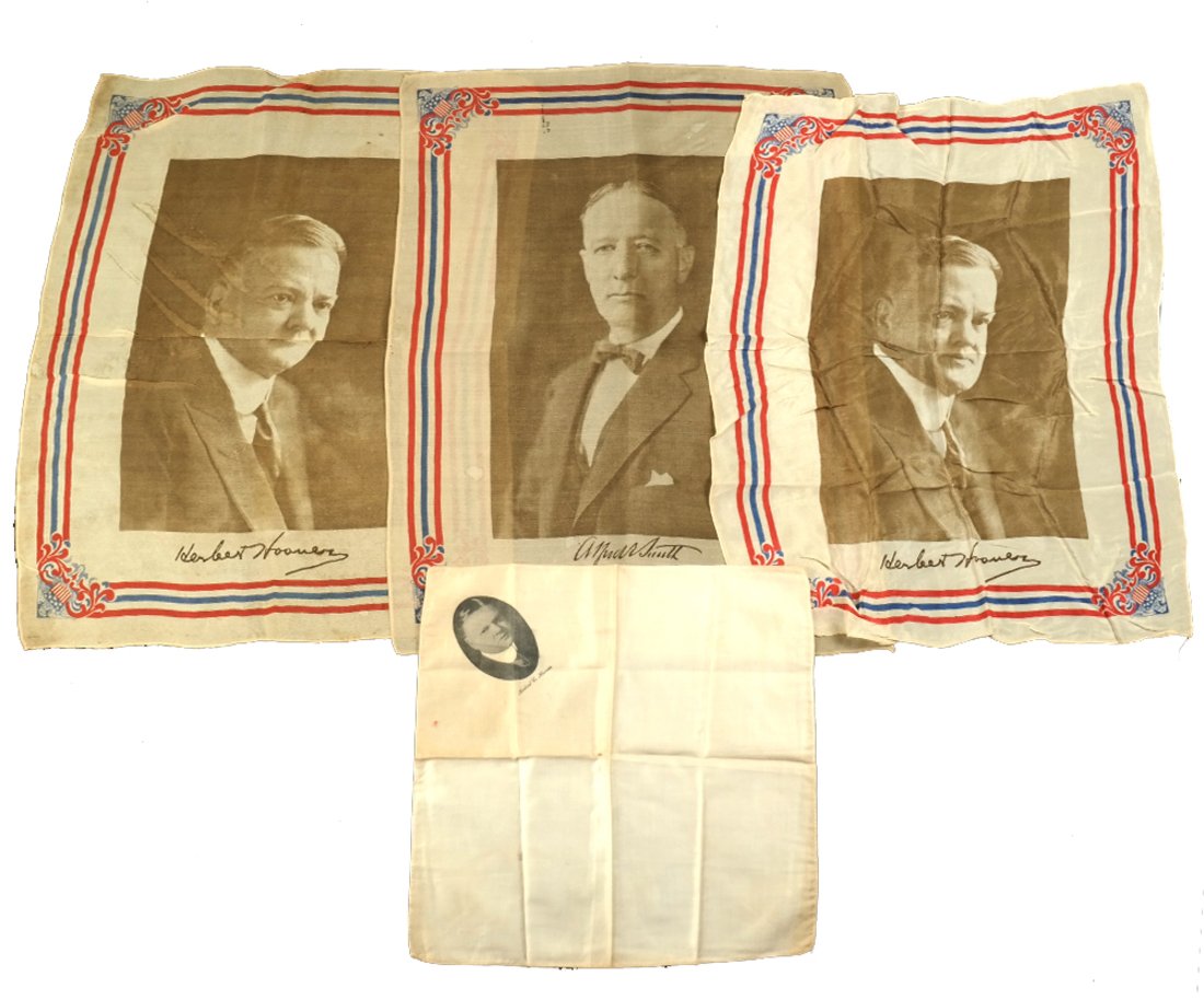 Four 1928 Silk Portrait Handkerchiefs (1 of 10)