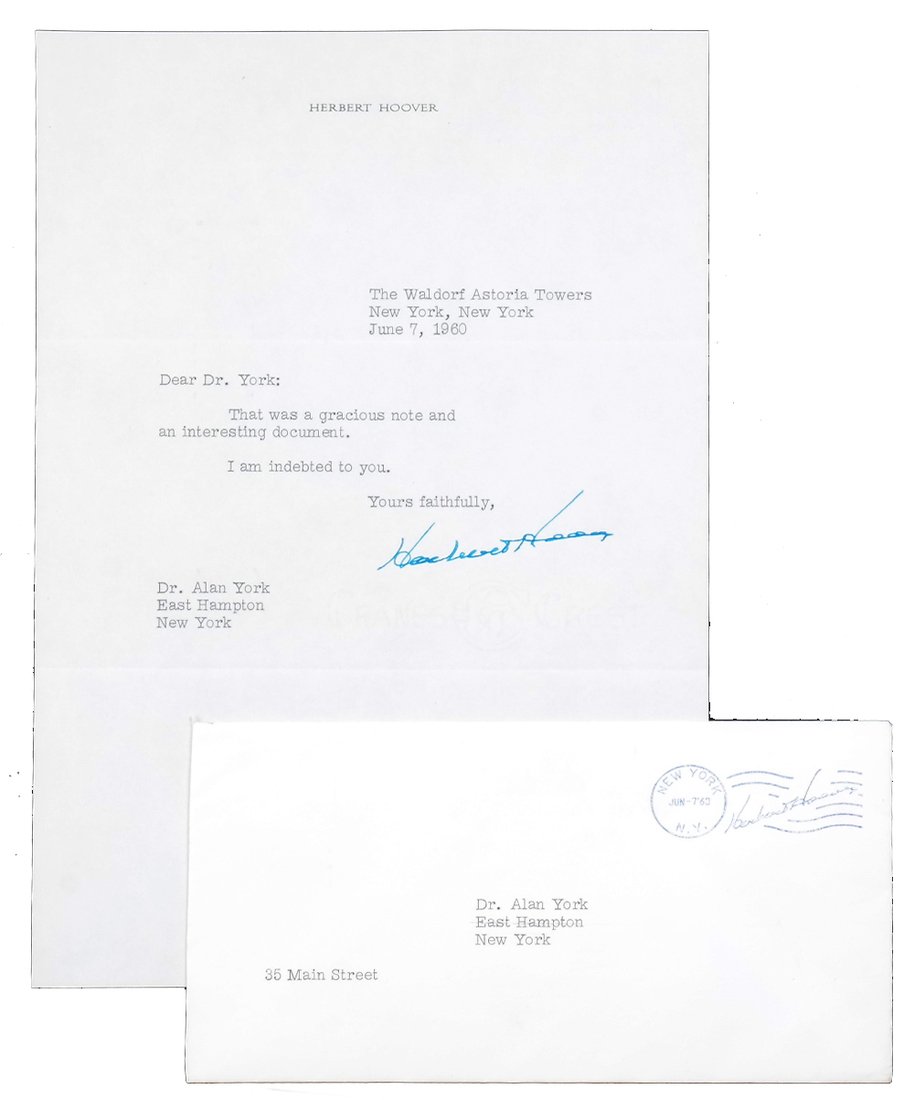 Herbert Hoover 1960 Typewritten Note Signed (1 of 4)