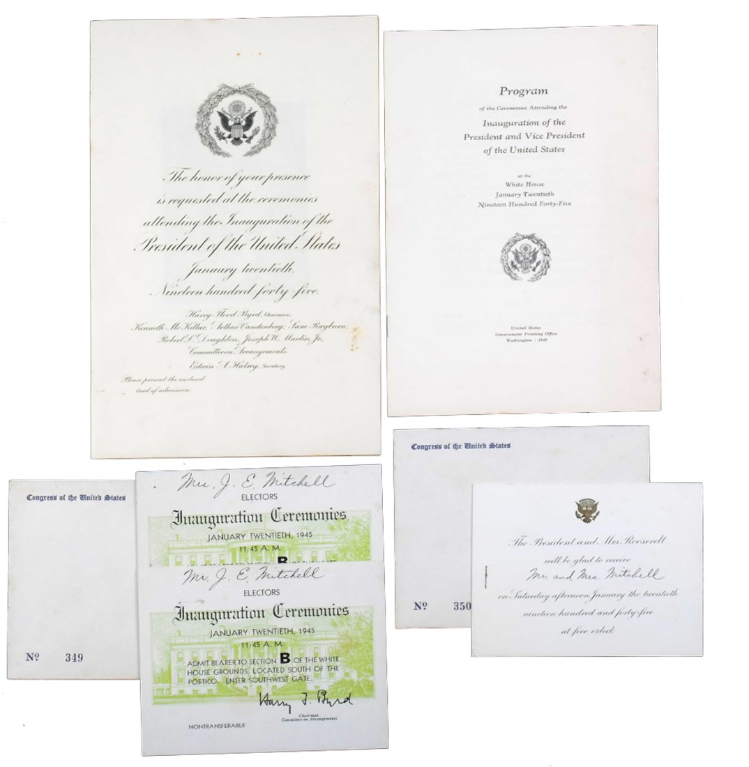 F.D. Roosevelt 1945 Inauguration Invitation, Program, & (1 of 9)