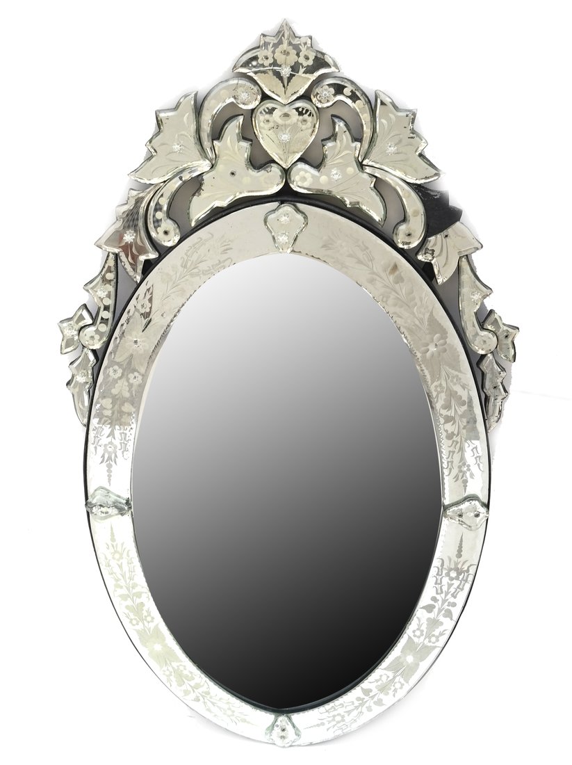 Oval Etched Venetian Style Mirror (1 of 8)