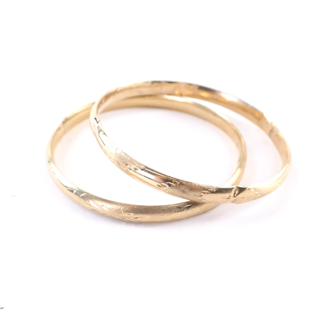 Two 14k Gold Hunged Bangle Bracelets (1 of 4)