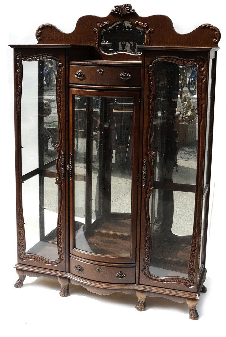 Rococo Style Oak and Glass Cabinet (1 of 9)