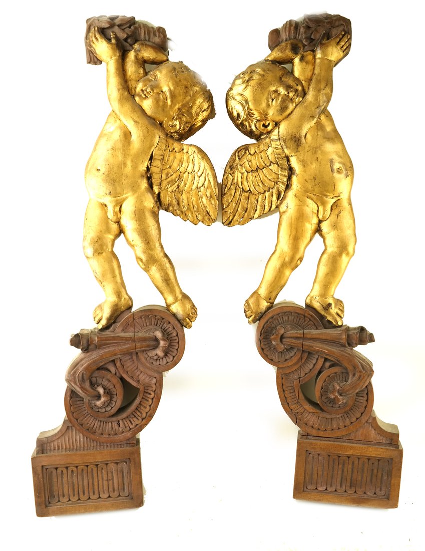 Cared Giltwood Putti Wall Appliques (1 of 9)