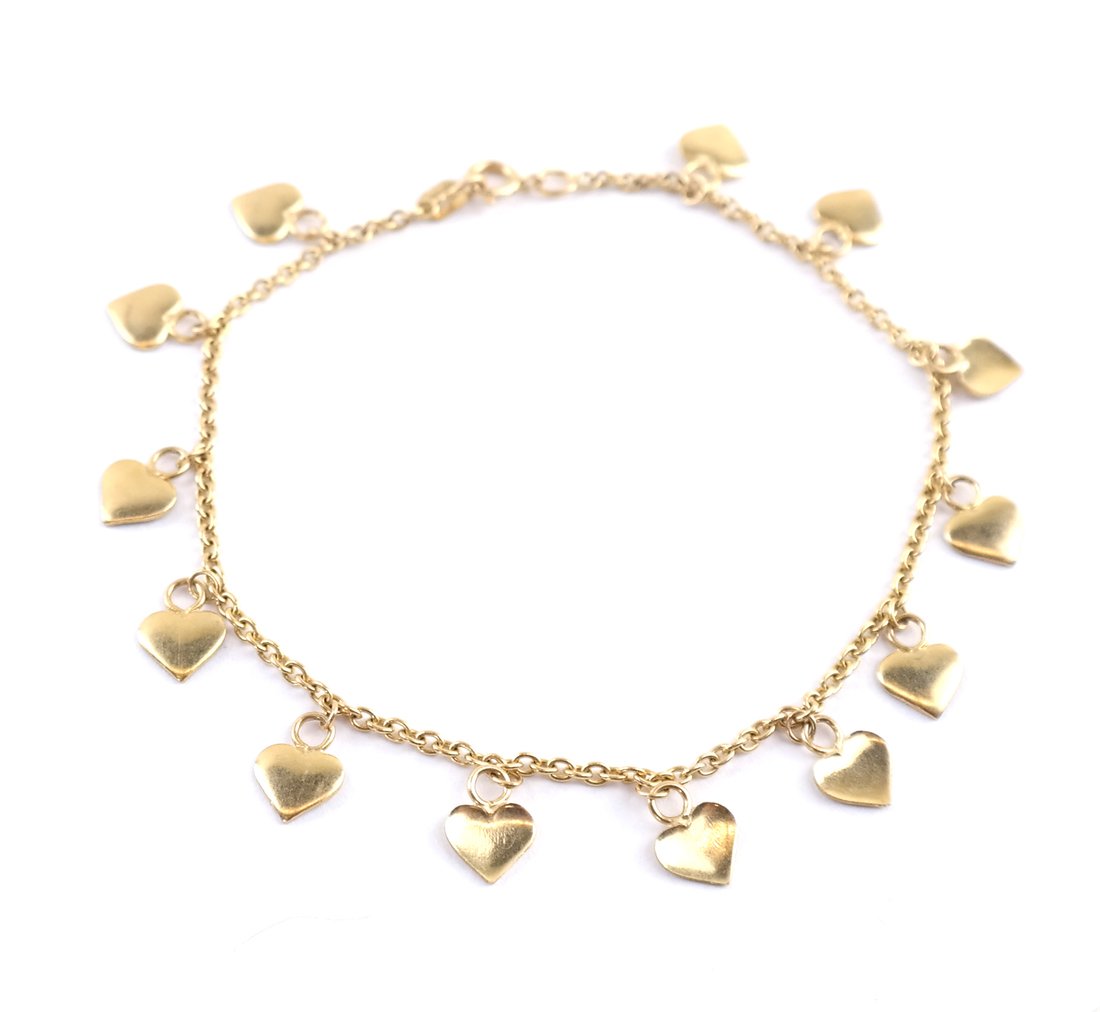 Italian 14k Gold Heart Charm Bracelet (1 of 4)