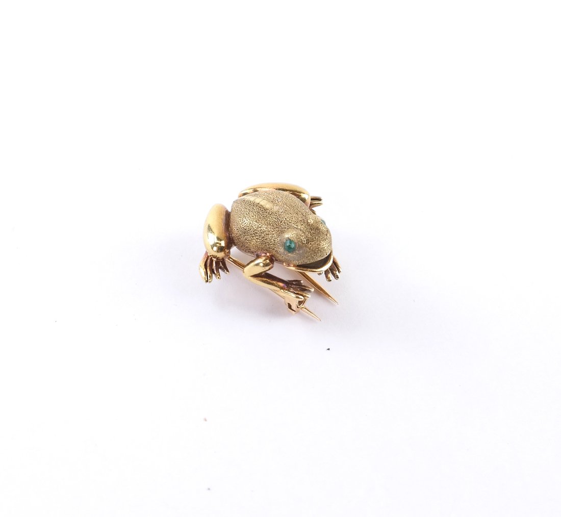 French 14k Gold Frog-Form Brooch (1 of 5)