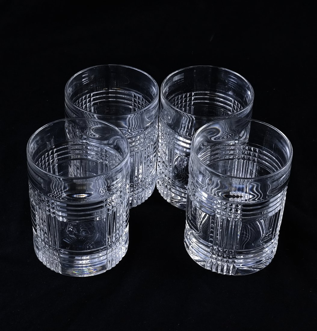Four Ralph Lauren Crystal Tumblers: 4 Ralph Lauren crystal tumblers. [4" H x 3 1/4" Dia.]. In good condition.