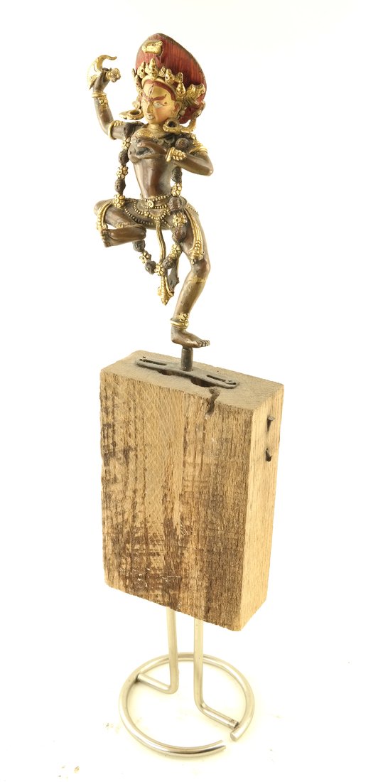 Parcel Gilt Asian Deity Figure on Wood (1 of 10)