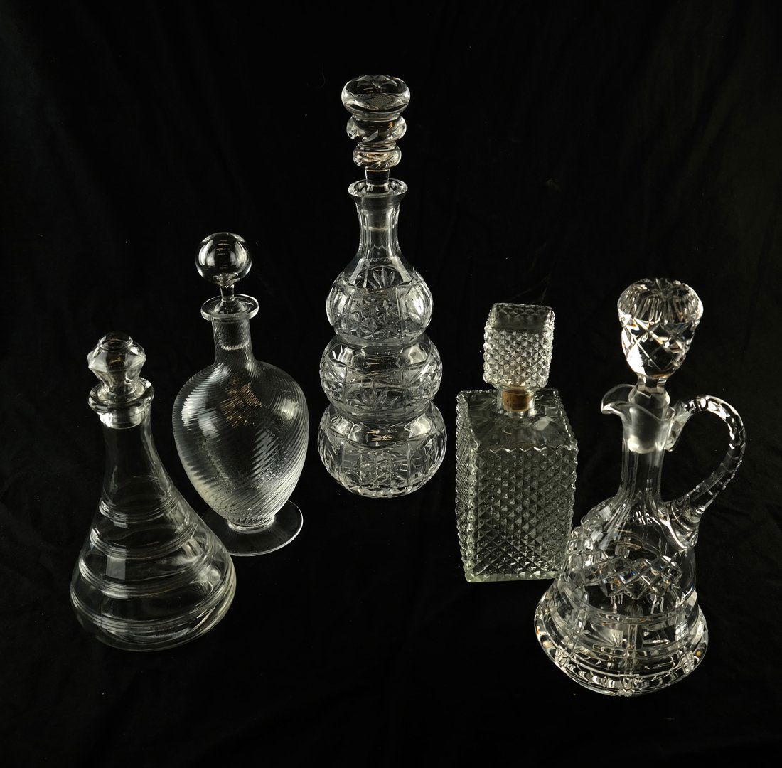 Five Assorted Crystal Decanters (1 of 6)