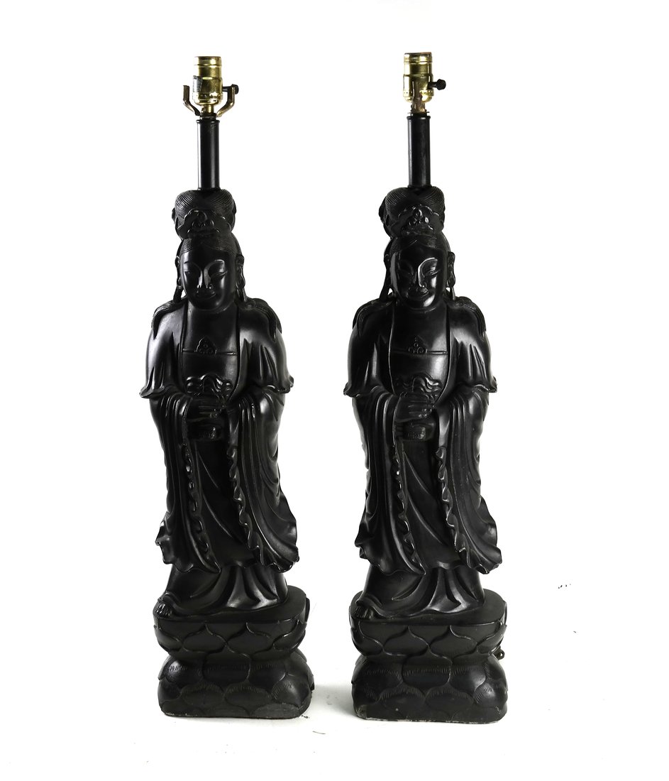 Pair of Asian Figural Lamps (1 of 10)