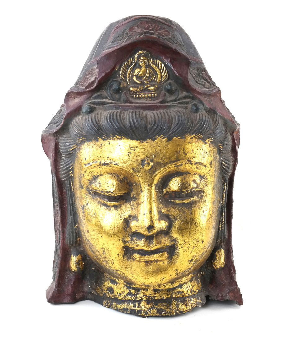 Metal Asian Gilded Goddess Head (1 of 10)