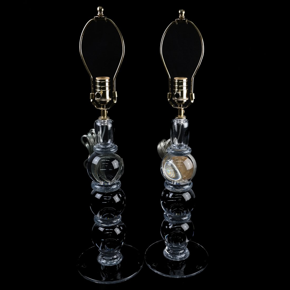 Pair of "Simon Pearce" Crystal Lamps (1 of 5)