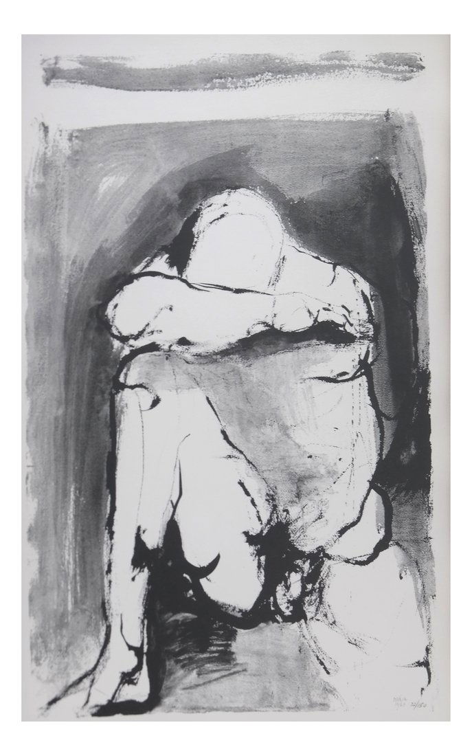 Leonard Baskin, Seated Figure Lithograph (1 of 5)