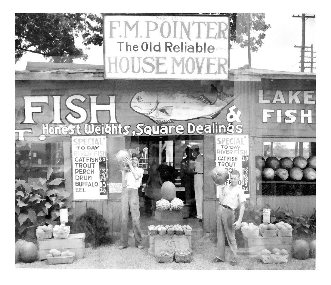 Walker Evans (American 1903-1975), 'Roadside Stand': High Quality reproduction print of 'Roadside Stand' vicinity Birmingham, Alabama 1936. Originally taken as part of Farm Security Administration photography program. Pigment inkjet print by Sven Martso