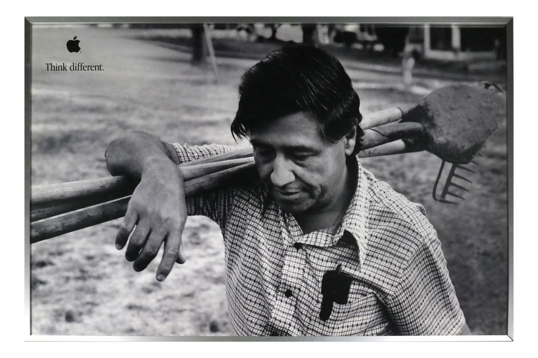 'Think different', Cesar Chavez: From set 4 of the Think different branding campaign. Framed. Dimensions: 24.00 " H x 36.00 " W; 