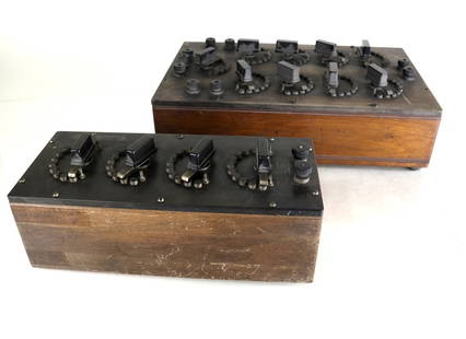 Pair of General Radio Co. Decade Resistance Boxes: Rotary switch decade resistance bridges, manufactured by General Radio Co. Cambridge Ma, USA. Type 193 S/N 253; Type 102-K S/N 3144 Dimensions:16.25 " W x 4.00