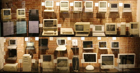 Macintosh Collection: Tekserve’s MAC MUSEUM is a high quality display of 35 computers with accompanying text, describing the revolution Apple brought about from 1984-2004. The first computer in the collection is sign