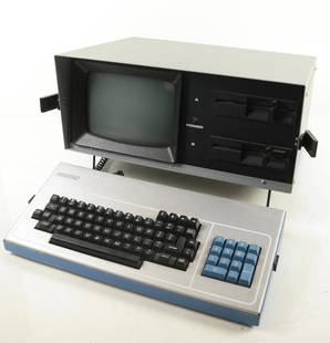 Kaypro 2 Portable Computer: A rugged, functional and 'practical' computer system marketed at a reasonable price. Featuring a 2.5 MHz Zilog Z80 microprocessor; 64 Kb of RAM; dual, single-sided, 191 kB 5¼ inch floppy disk