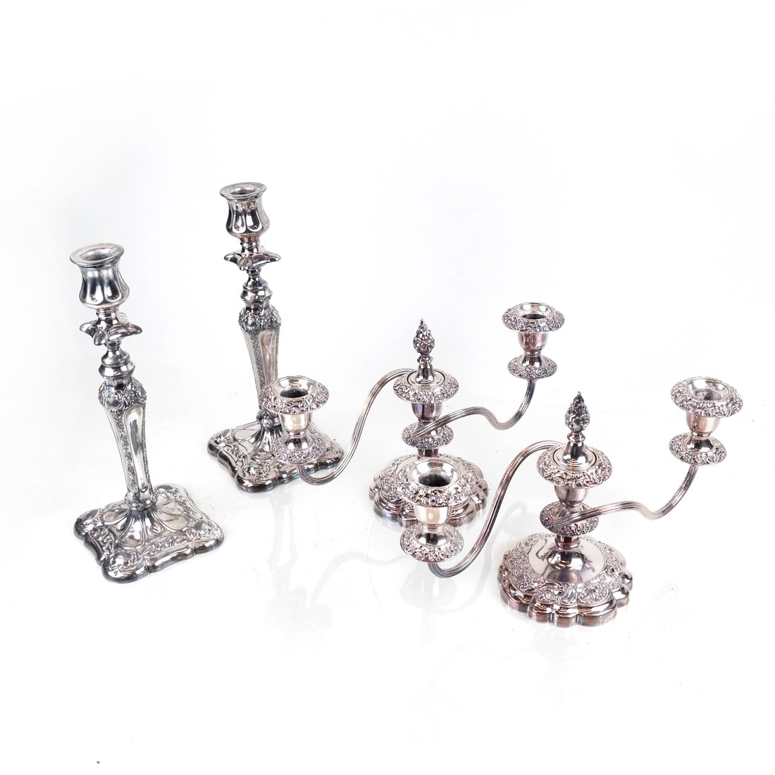 Two Pairs of Silver Plated Candle Sticks (1 of 10)
