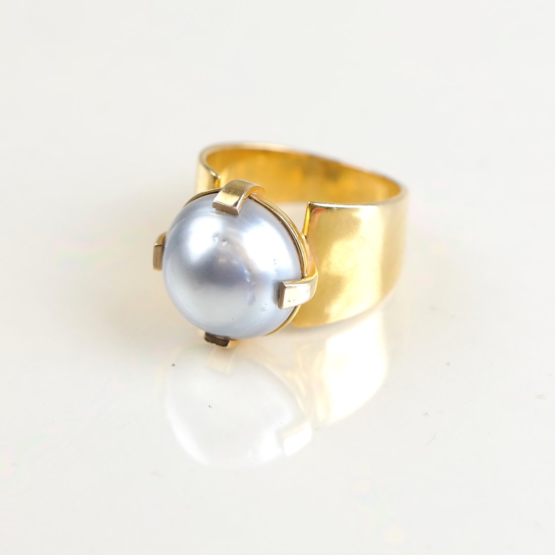 18k Gold Grey Baroque Pearl Ring (1 of 5)