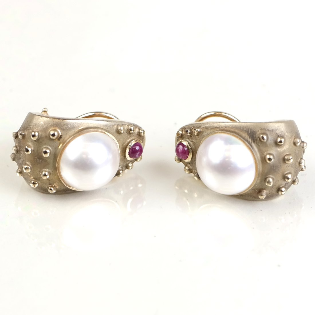 14k Gold Pearl & Ruby Earrings (1 of 3)