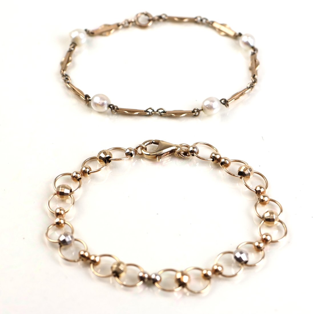 Two 14K Gold and Pearl Bracelets (1 of 5)