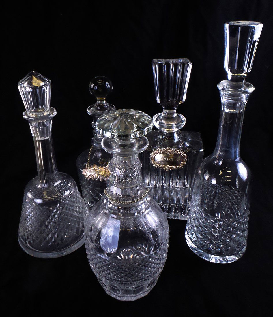 Five Various Cut Crystal Decanters (1 of 6)