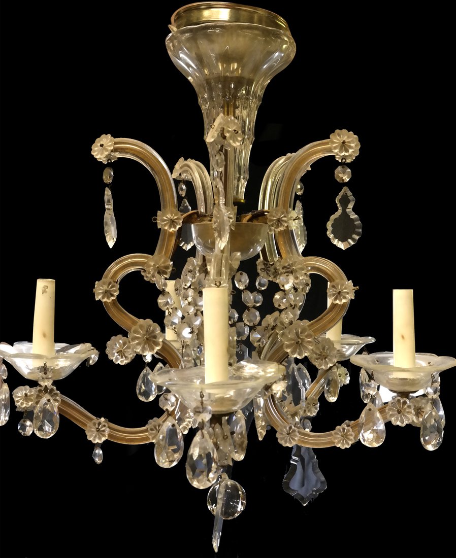 Louis XVI Style Glass 5-Light Chandelier (1 of 4)