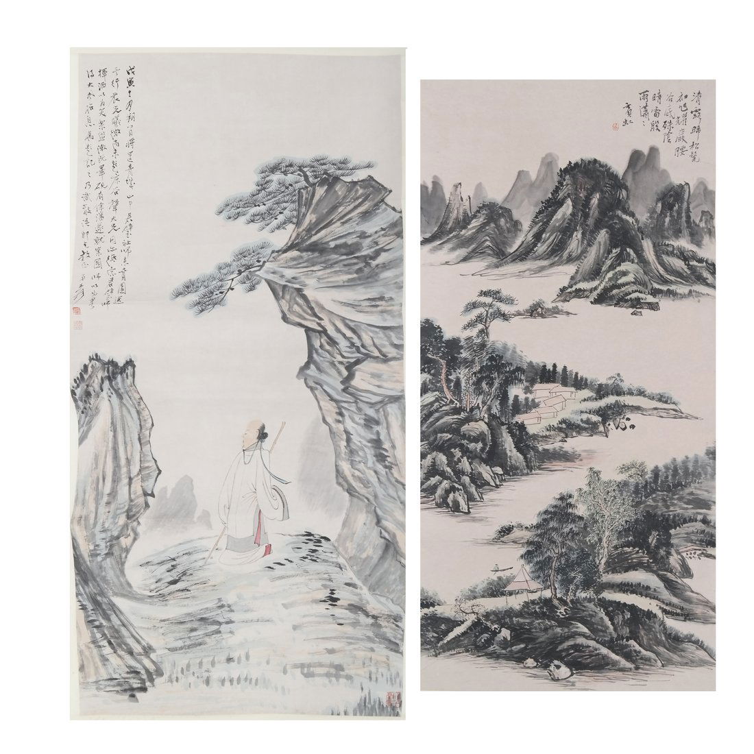 Two Chinese Landscape Scroll Paintings (1 of 10)