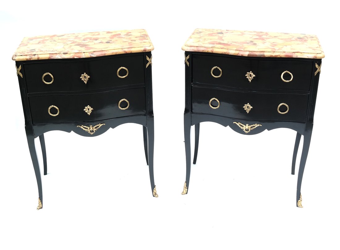 Pair - Louis XV Petite Ebonized Commodes (1 of 9)