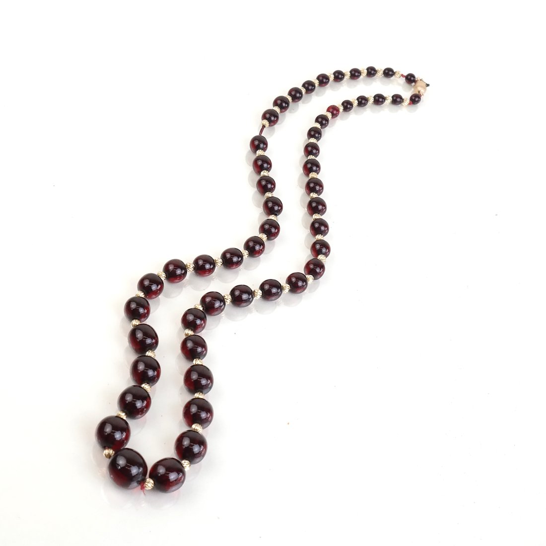 Cherry Amber and 14K Gold Bead Necklace (1 of 4)
