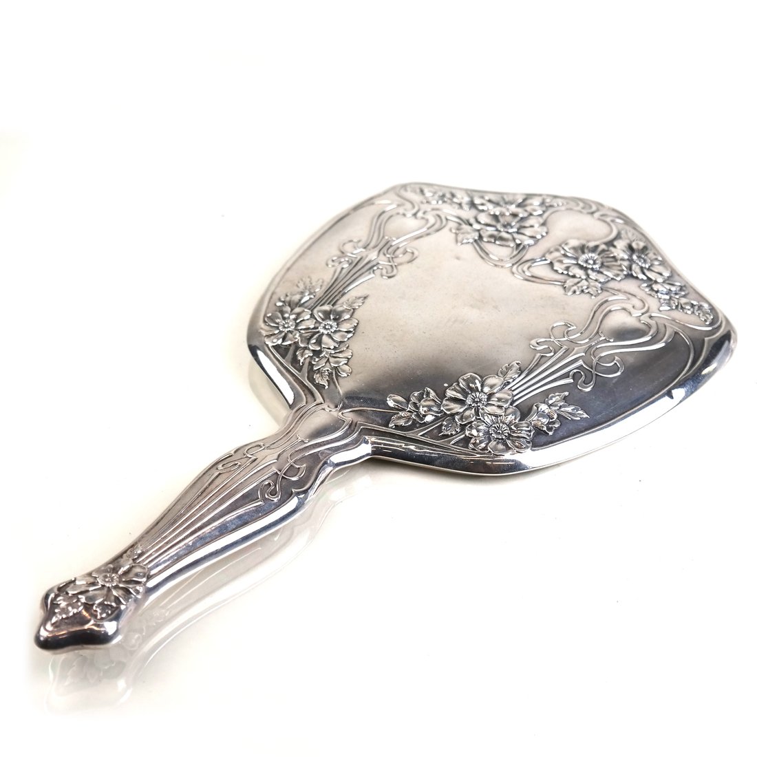 Sterling Silver Repousse Vanity Mirror (1 of 7)